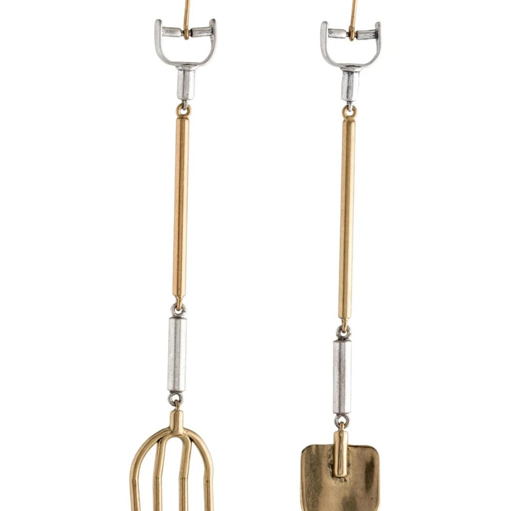Tory Burch Garden Tool Two-Tone Mismatched Earrings, NWT